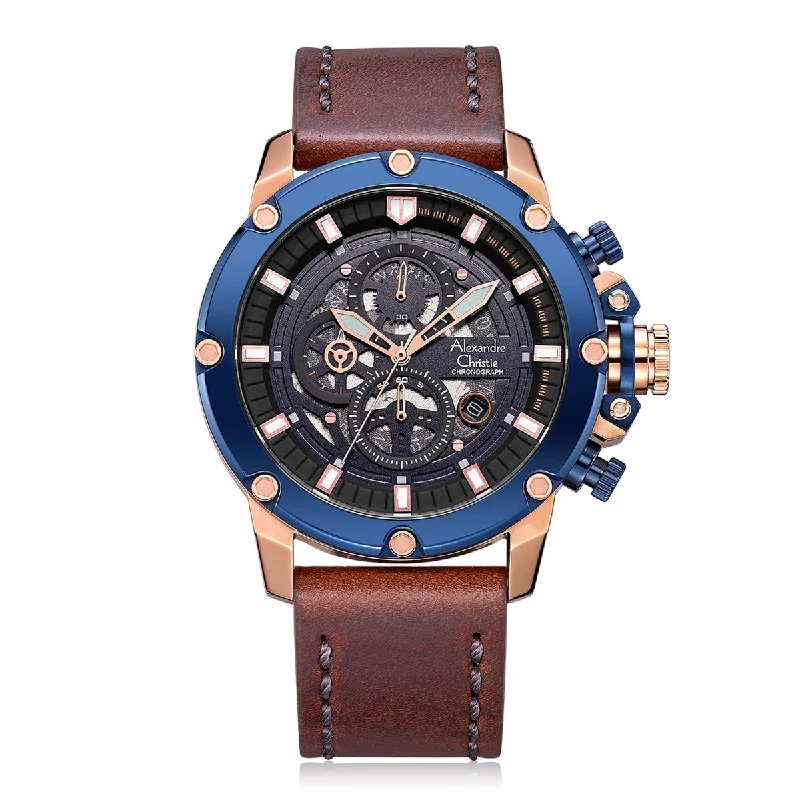 6564Mclurbu Men Chronograph Leather 46Mm