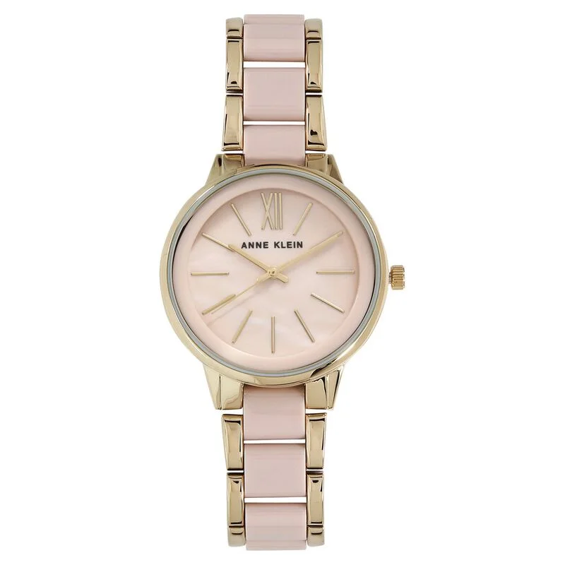 Anne Klein Quartz Analog Beige Dial Bimetal Strap Watch For Women