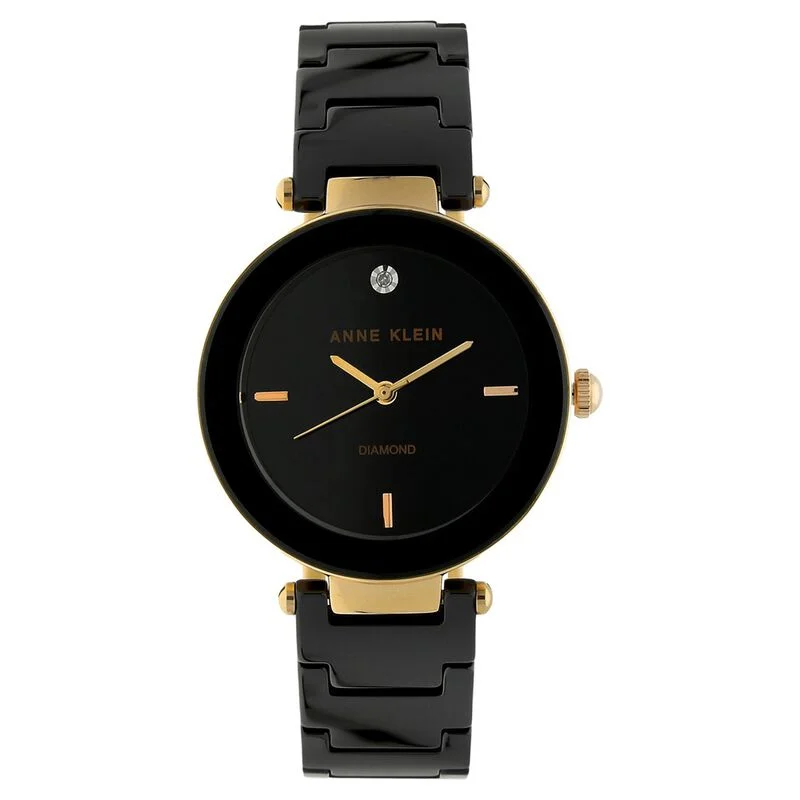 Anne Klein Quartz Analog Black Dial Ceramic Strap Watch For Women