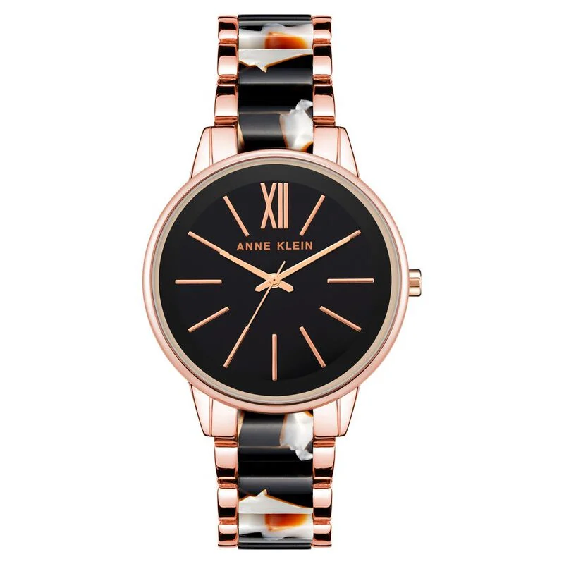 Anne Klein Quartz Analog Black Dial Metal Strap Watch For Women