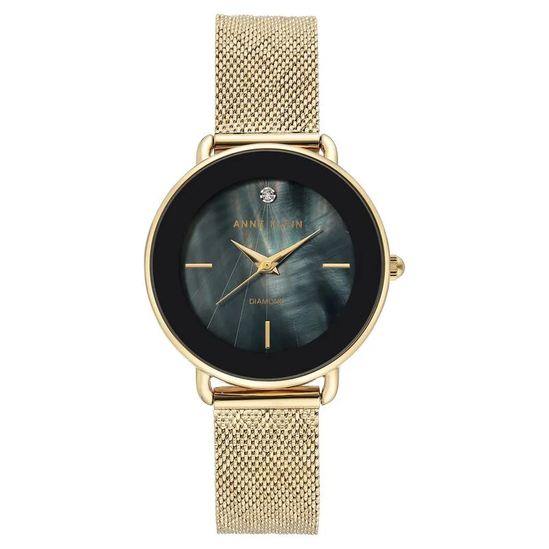 Anne Klein Quartz Analog Black Dial Metal Strap Watch For Women