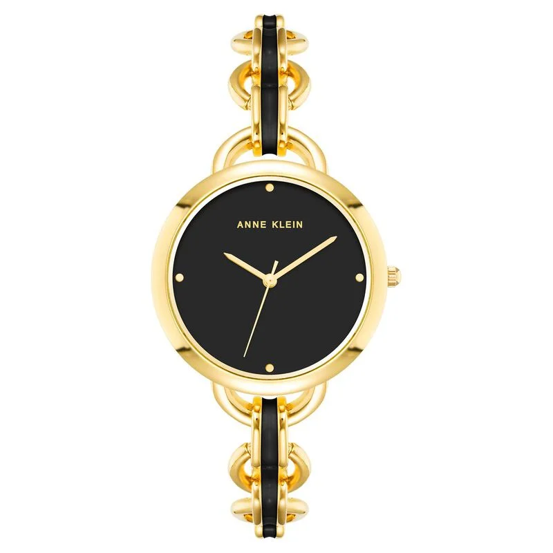 Anne Klein Quartz Analog Black Dial Metal Strap Watch For Women