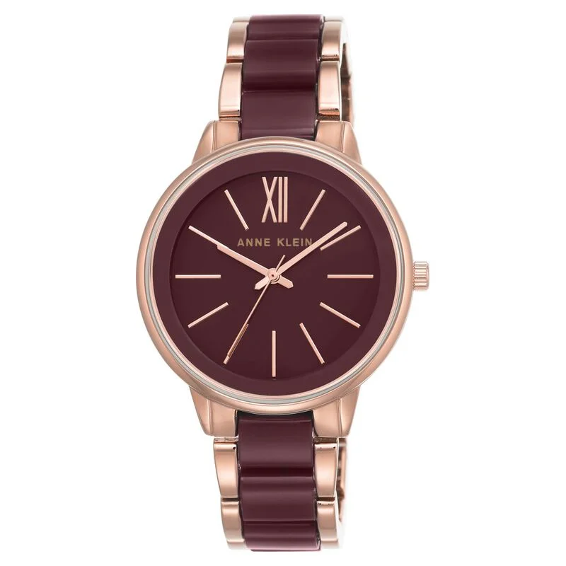 Anne Klein Quartz Analog Maroon Dial Plastic Strap Watch For Women