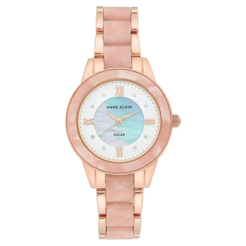 Anne Klein Quartz Analog Mother Of Pearl Dial Plastic Strap Watch For Women