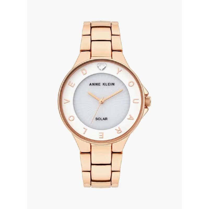 smartwatch with fitness coaching-ANNE KLEIN Women Solar-Powered Analog Watch With Stainless Steel Strap - NCAK3866WTRG