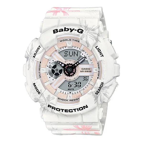 Casio Baby-G Summer Flower Pattern White Resin Band Watch BA110CF-7A BA-110CF-7A