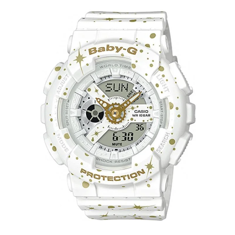 Casio Baby-G BA-110 Starry Sky Series Matte White Resin Band Watch BA110ST-7A