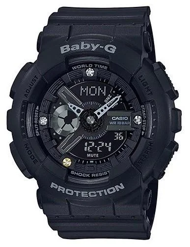 Casio Baby-G Limited Model Diamond Index Black Resin Band Watch BA135DD-1A BA-135DD-1A