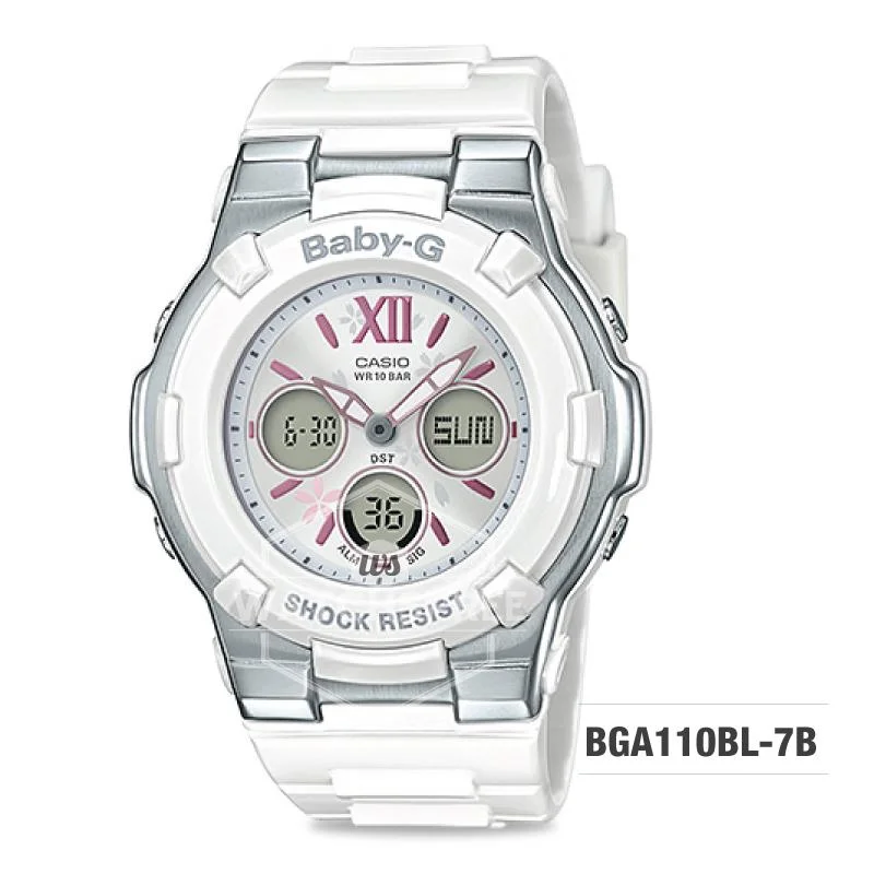 Casio Baby-G Pastel Color Series White Resin Band Watch BGA110BL-7B BGA-110BL-7B