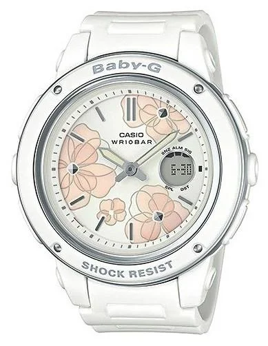 Casio Baby-G Popular Wide Face White Resin Band Watch BGA150FL-7A BGA-150FL-7A