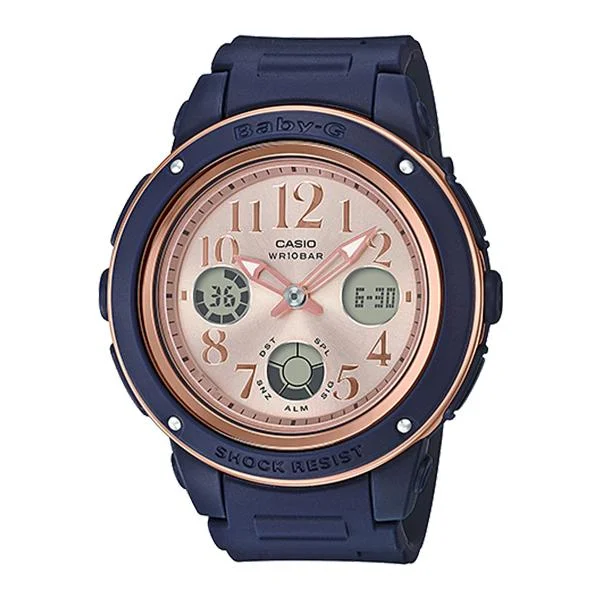 Casio Baby-G Popular Wide Face Navy Blue Resin Strap Watch BGA150PG-2B1 BGA-150PG-2B1