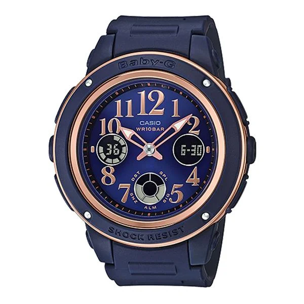 Casio Baby-G Popular Wide Face Navy Blue Resin Strap Watch BGA150PG-2B2 BGA-150PG-2B2