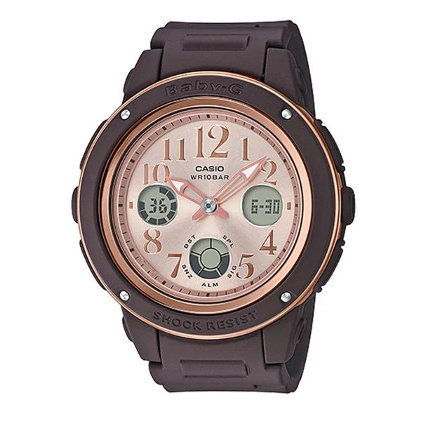 Casio Baby-G Popular Wide Face Brown Resin Strap Watch BGA150PG-5B1 BGA-150PG-5B1