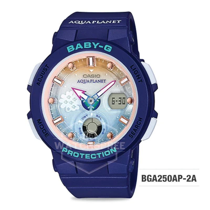 Casio Baby-G Aqua Planet Limited Edition Navy Blue Resin Band Watch BGA250AP-2A BGA250AP-2A