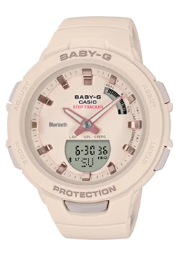 Casio Baby-G G-SQUAD BluetoothÇ???Ç??€¸’??????’?????¶ôÇï¶ôíŸ????ƒ?ªǩ’?????¶ôÇï¶ôǝ?’?????¶ôÇï¶ôíŸ?ǯ¶ôÇû¶ô¶©?’?????¶ôÇï¶ôǝ???’??ǯ¶ôÇû¶ô¶©? Beige Matte Resin Band Watch BSAB100-4A1 BSA-B100-4A1