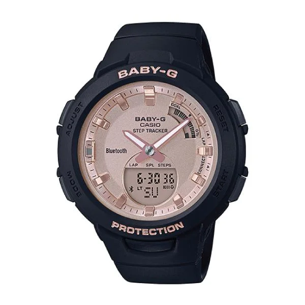 Casio Baby-G G-Squad Pink Gold Face BluetoothÇ???Ç??€¸’??????’?????¶ôÇï¶ôíŸ????ƒ?ªǩ’?????¶ôÇï¶ôǝ?’?????¶ôÇï¶ôíŸ?ǯ¶ôÇû¶ô¶©?’?????¶ôÇï¶ôǝ???’??ǯ¶ôÇû¶ô¶©? Black Resin Band Watch BSAB100MF-1A BSA-B100MF-1A