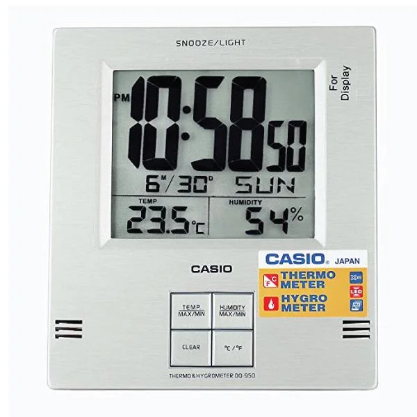 Casio Digital Desk Silver Clock DQ950-8D DQ950-8