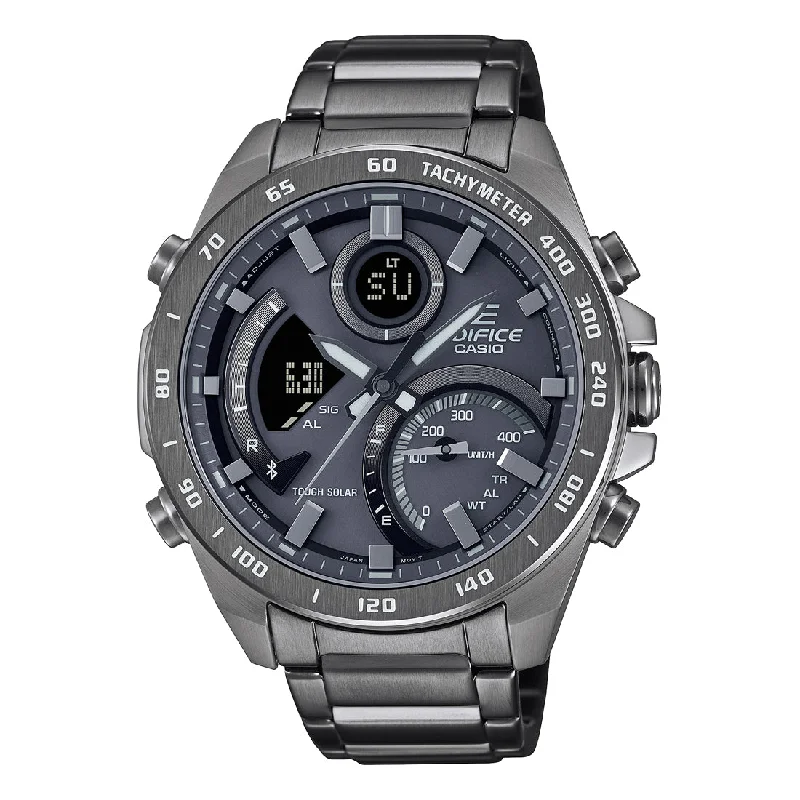 Casio Edifice ECB-900MDC-1ADR Gray Analog-Digital Dial Gray Ion Plated Stainless Steel Band Men's Watch Smartphone Link World Time ED527