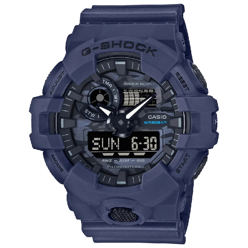 Casio G-Shock GA-700CA-2ADR Blue Analog-Digital Dial Blue Resin Strap Men's Watch Shock and 200M Water Resistant G1210