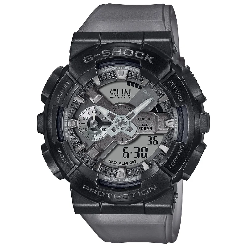 Casio G-Shock GM-110MF-1ADR Black IP Gray Analog-Digital Dial Gray Resin Strap Men's Watch Shock Resistant 200M Water Resistant G1216