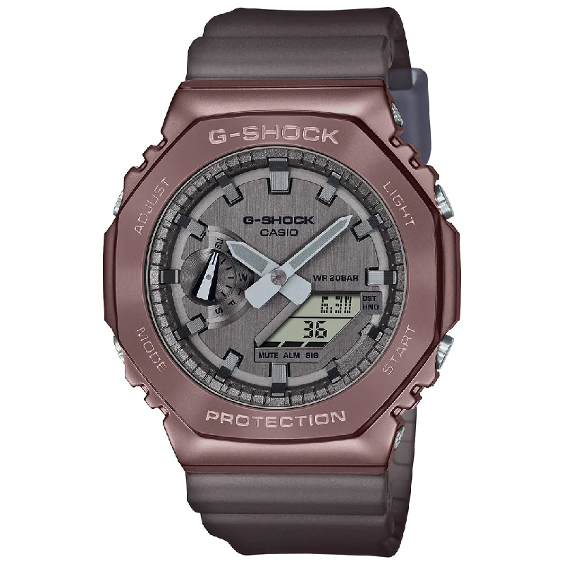 Casio G-Shock GM-2100MF-5ADR Brown IP Gray Analog-Digital Dial Translucent Resin Strap Men's Watch Shock and 200M Water Resistant G1214