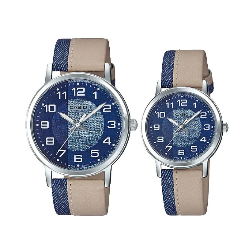 Casio Couple Leather Watch LTPE159L-2B2 MTPE159L-2B2