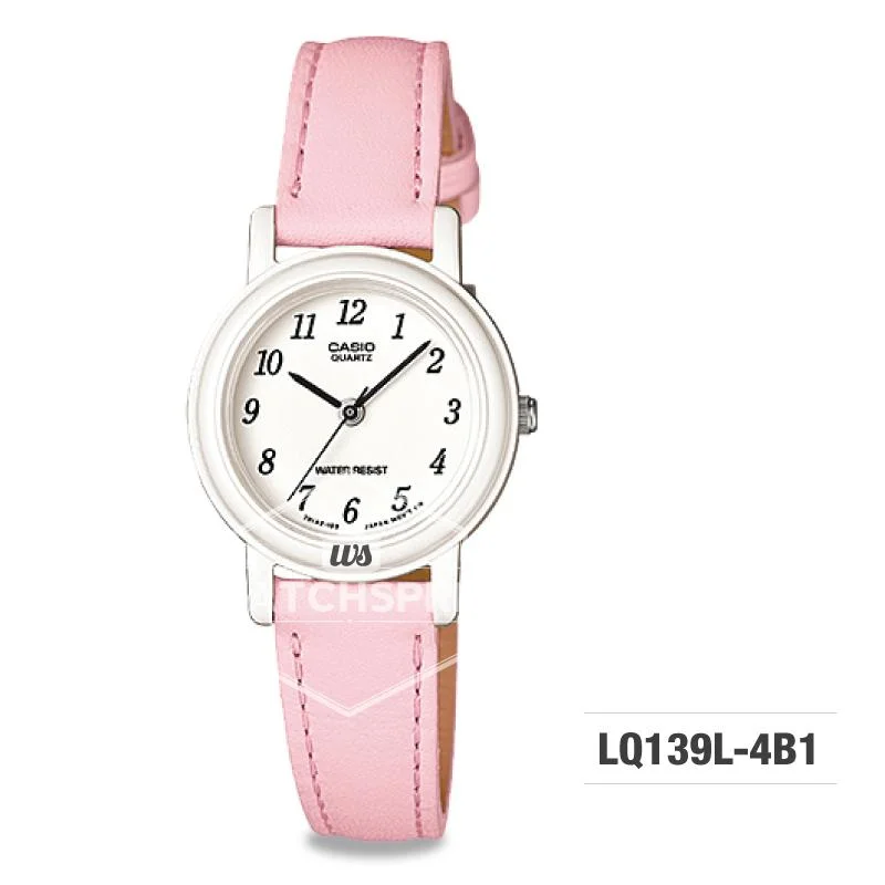 Casio Ladies' Standard Analog Pink Leather Strap Watch LQ139L-4B1 LQ-139L-4B1