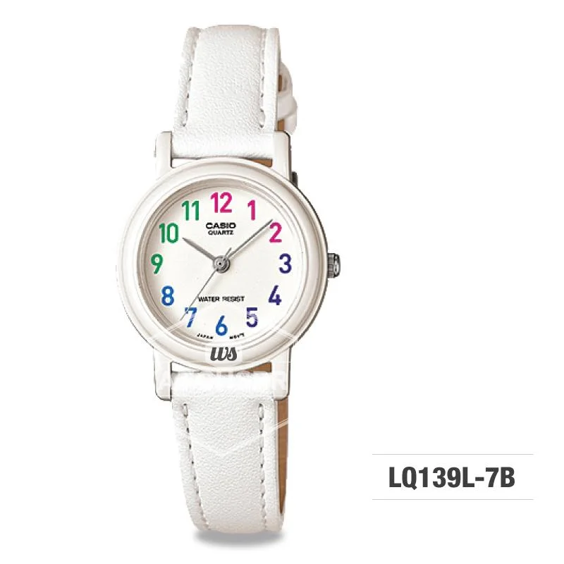 Casio Ladies' Standard Analog White Leather Strap Watch LQ139L-7B LQ-139L-7B