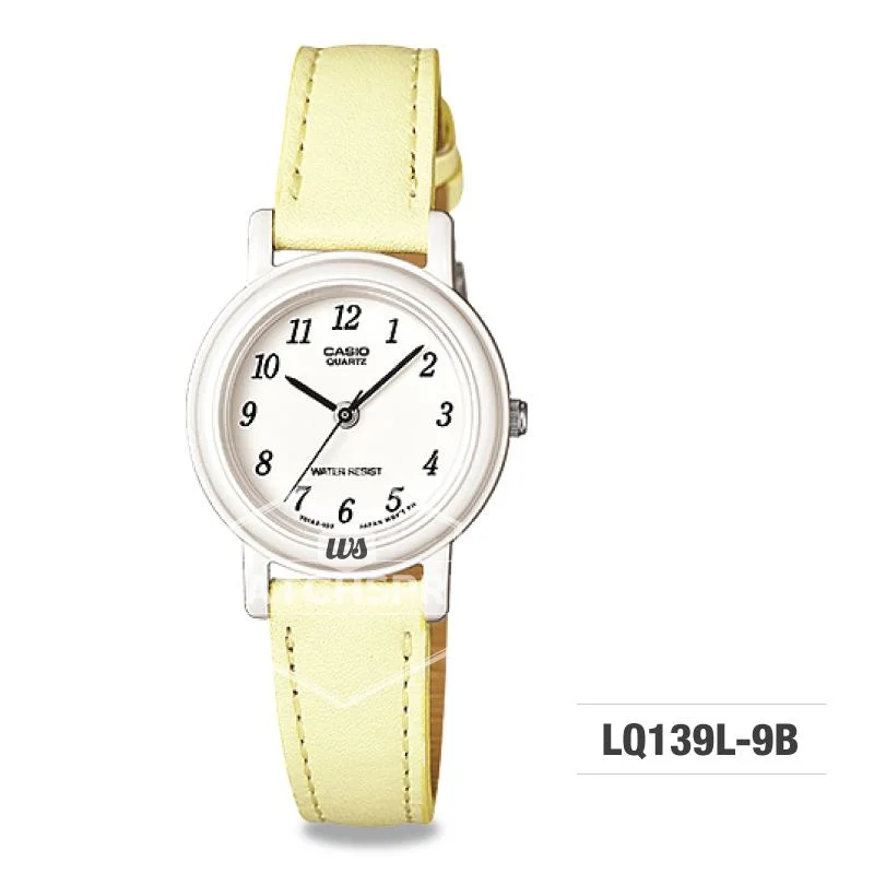 Casio Ladies' Standard Analog Yellow Leather Strap Watch LQ139L-9B LQ-139L-9B