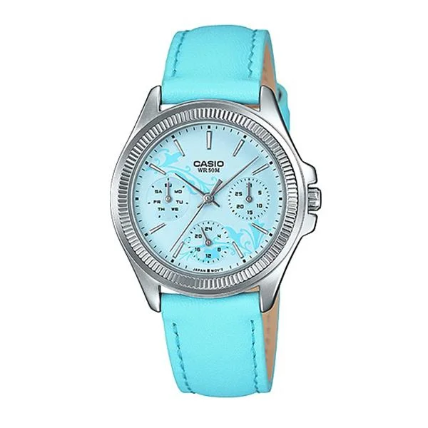 Casio Ladies' Multi-Hands Blue Leather Band Watch LTP2088L-2A LTP-2088L-2A