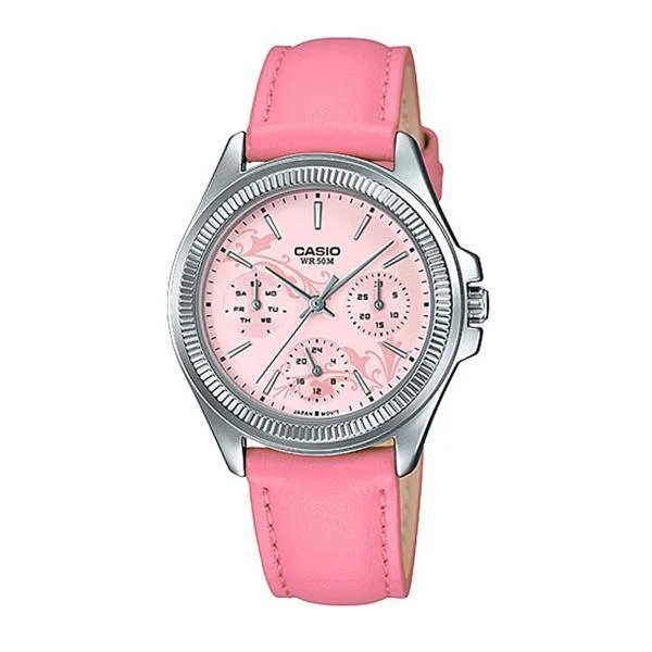 Casio Ladies' Multi-Hands Pink Leather Band Watch LTP2088L-4A2 LTP-2088L-4A2