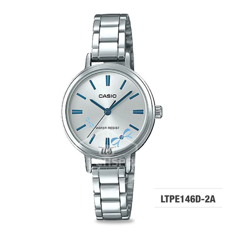 Casio Ladies' Fashion Standard Analog Silver Stainless Steel Watch LTPE146D-2A LTP-E146D-2A