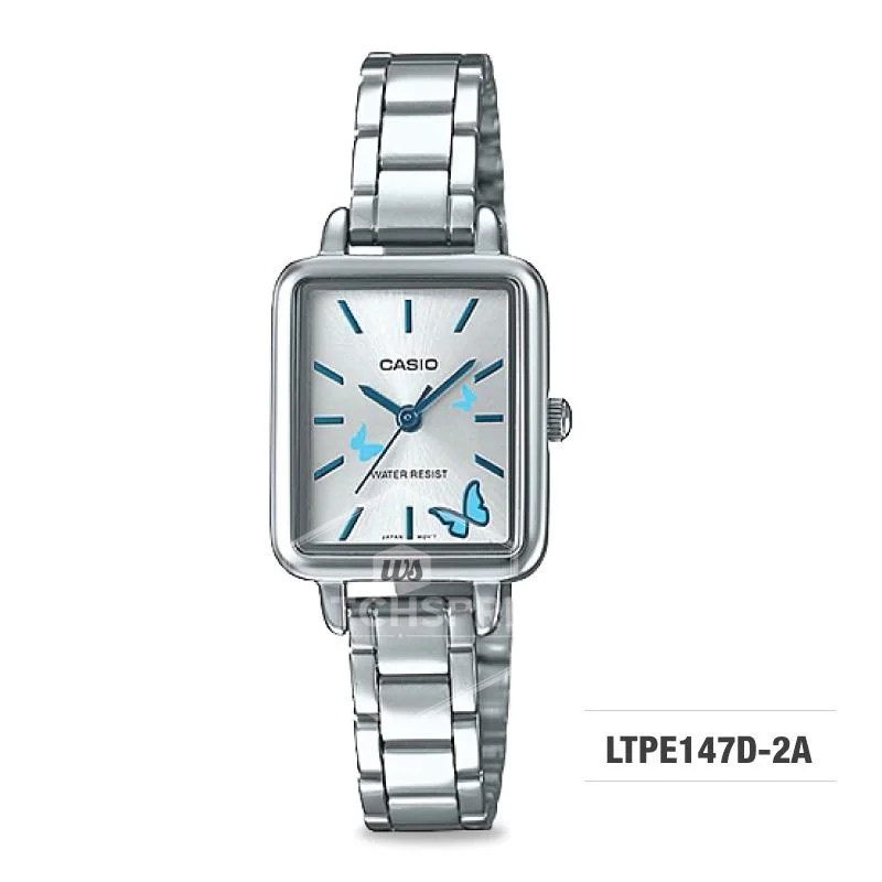 Casio Ladies' Fashion Standard Analog Silver Stainless Steel Watch LTPE147D-2A LTP-E147D-2A