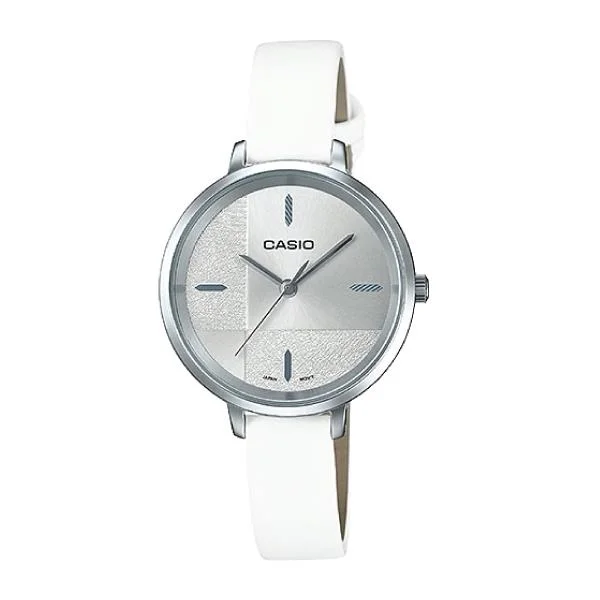 Casio Enticer Ladies' White Leather Strap Watch LTPE152L-7E LTP-E152L-7E