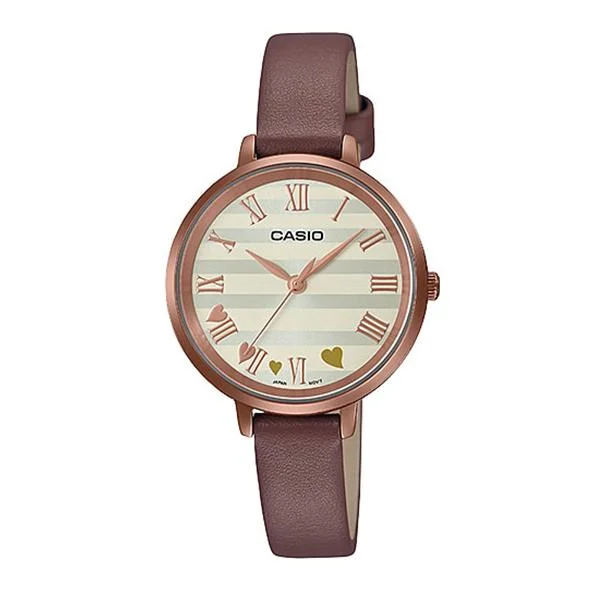 Casio Ladies' Analog Brown Leather Band Watch LTPE160RL-5A LTP-E160RL-5A