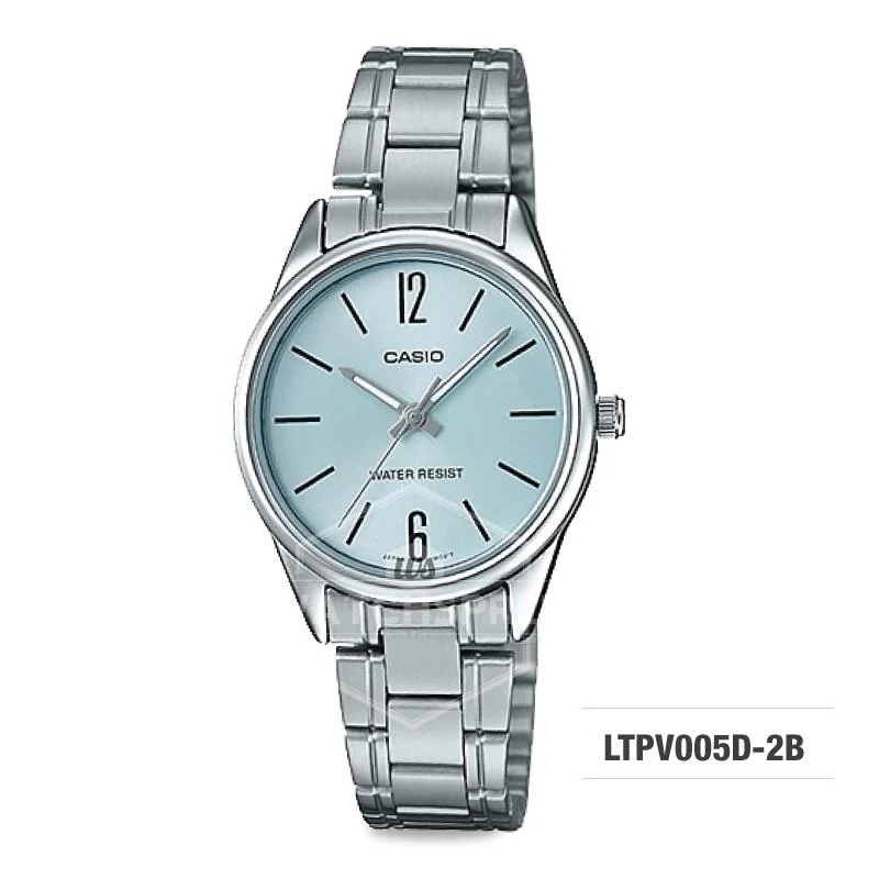 Casio Ladies' Standard Analog Silver Stainless Steel Band Watch LTPV005D-2B LTP-V005D-2B