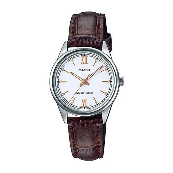 Casio Ladies' Standard Analog Brown Leather Band Watch LTPV005L-7B3 LTP-V005L-7B3