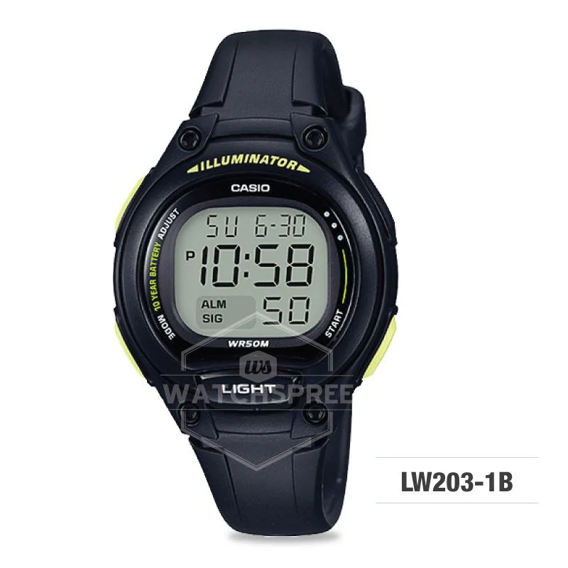 Casio Standard Digital Black Resin Strap Watch LW203-1B