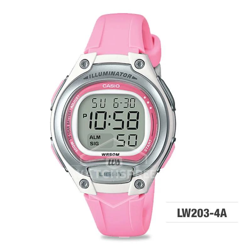 Casio Standard Digital Pink Resin Strap Watch LW203-4A