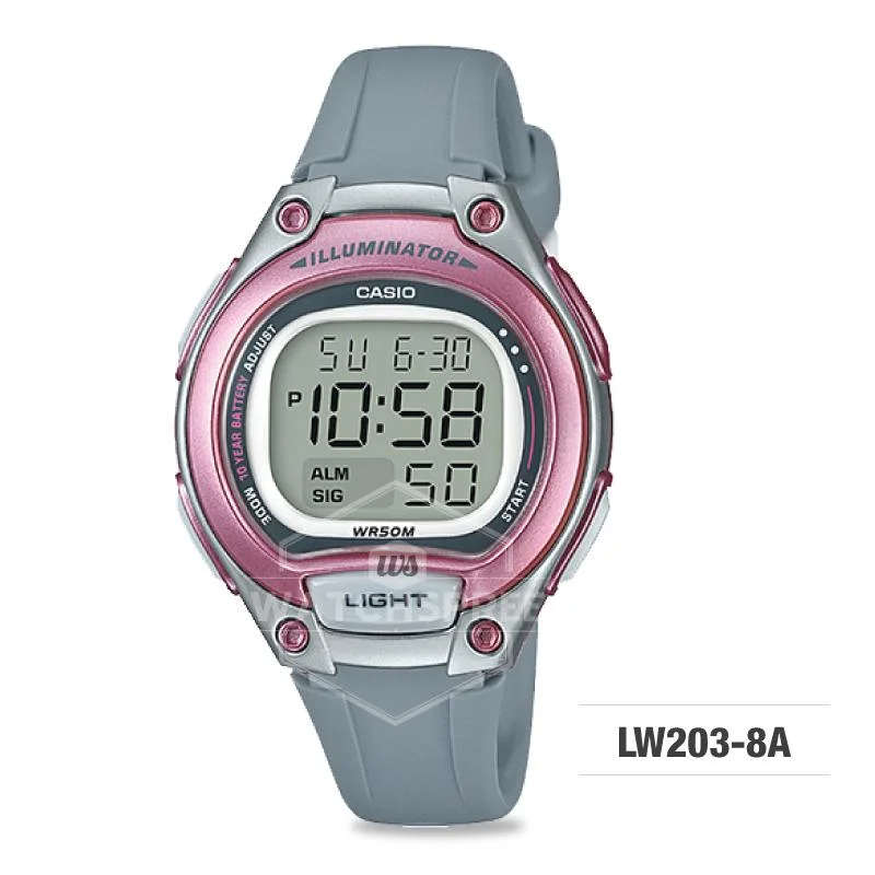 Casio Standard Digital Grey Resin Strap Watch LW203-8A