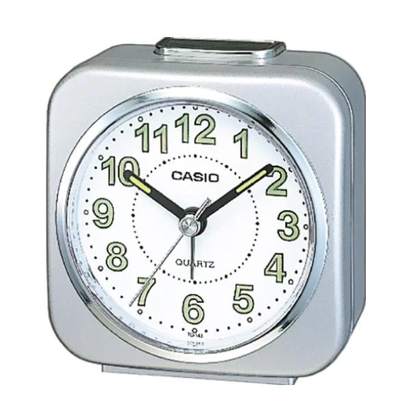 Casio Standard Traveller's Silver Resin Table Clock TQ143-8D TQ143S-8D