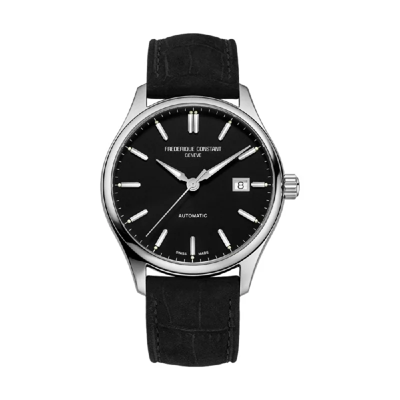 vintage leather band men’s watch-Classics Index Automatic Black Dial