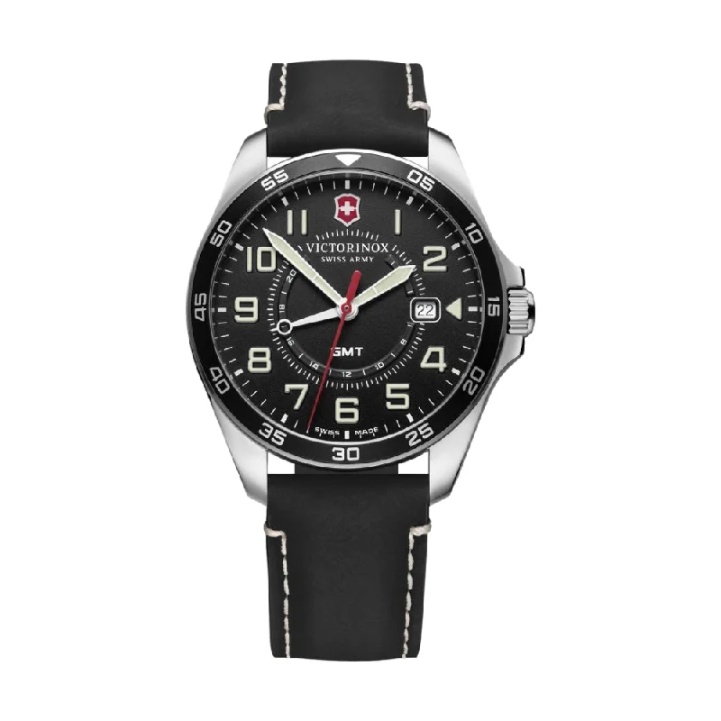 FieldForce GMT, Black Dial, Black Leather Strap