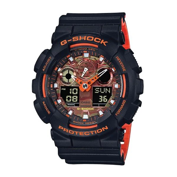 Casio G-Shock GA-100 Lineup Special Color Model Black Resin Band Watch GA100BR-1A GA-100BR-1A