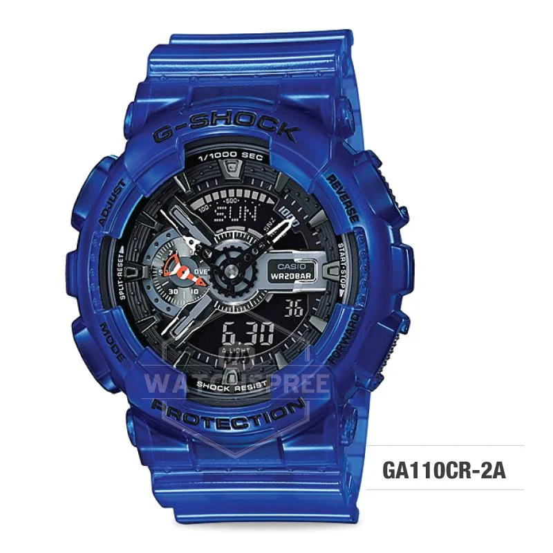 Casio G-Shock Aqua Planet Coral Reef Color Translucent Ocean Water Blue Resin Band Watch GA110CR-2A GA-110CR-2A