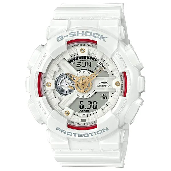 Casio G-Shock GA-110 Series Diamond Index White Resin Band Watch GA110DDR-7A GA-110DDR-7A