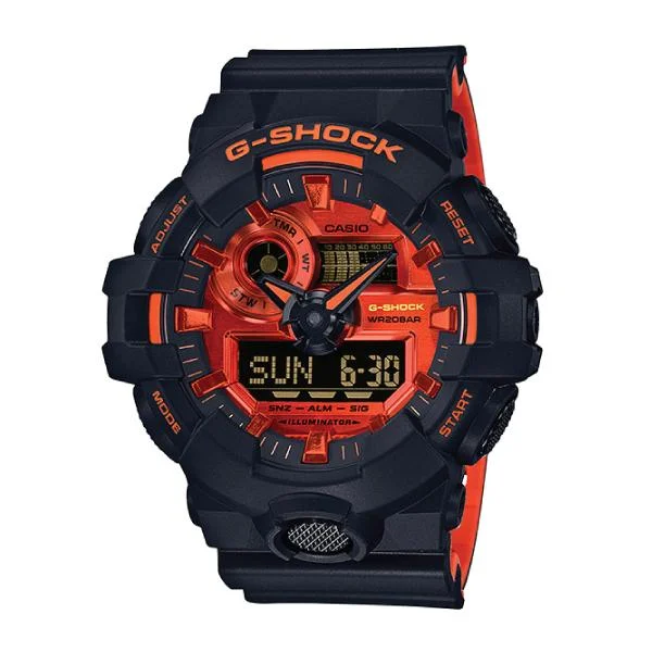 Casio G-Shock GA-700 Lineup Special Color Model Black Resin Band Watch GA700BR-1A GA-700BR-1A