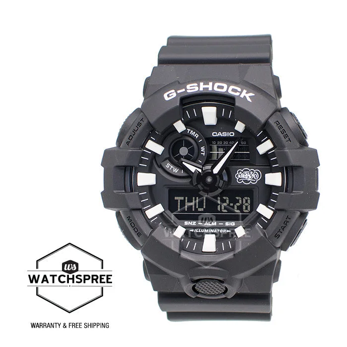 35th Anniversary Collaboration Series Casio G-SHOCK x ERIC HAZE Black with White Graffiti Paint Pattern Resin Band Watch GA700EH-1A GA-700EH-1A