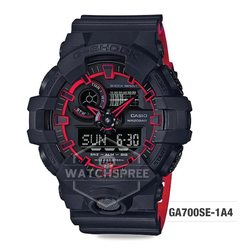 Casio G-Shock Special Color Model Layered Neon Color Black Resin Strap Watch GA700SE-1A4