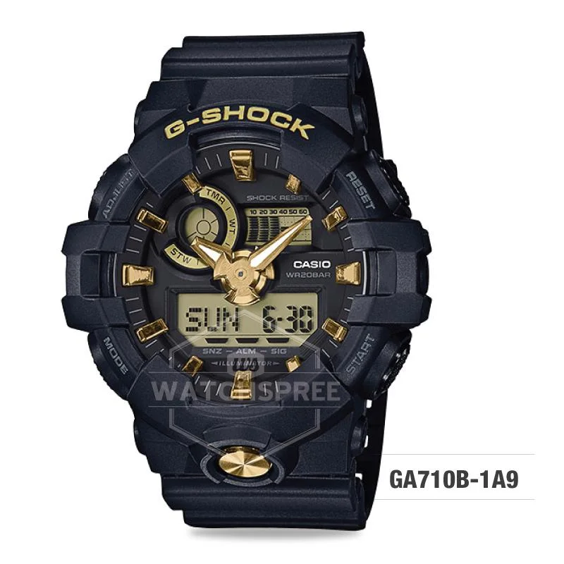 Casio G-Shock Standard Analog-Digital Black Resin Band Watch GA710B-1A9 GA-710B-1A9